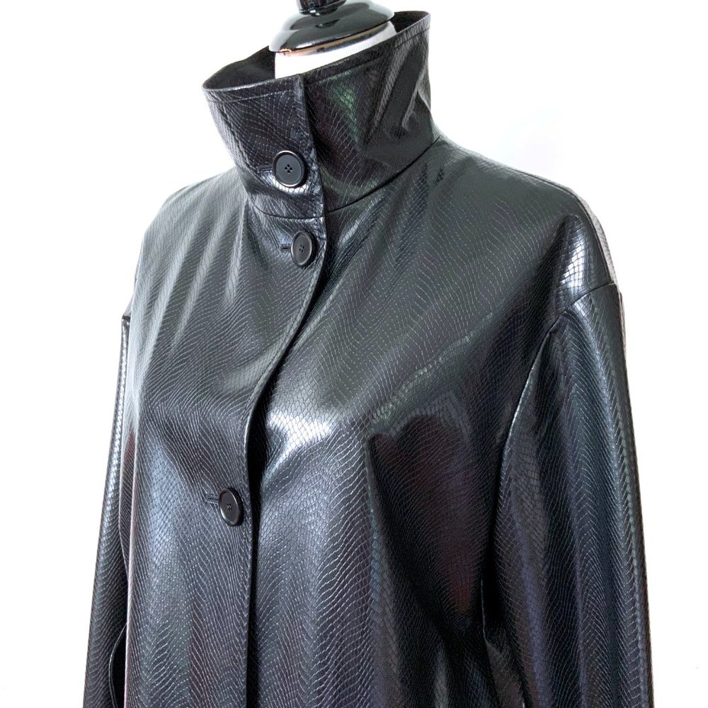 NWT Akris Punto Black Faux Snakeskin High Collar Jacket Sz 10 - Picture 12 of 16